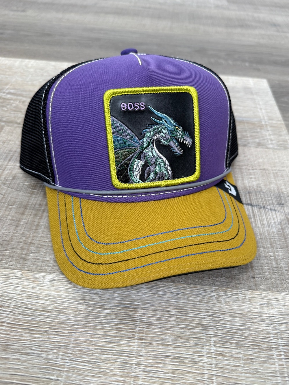 NWT Goorin Bros The Farm Purple Hammer and Spike Dragon BOSS Trucker Hat